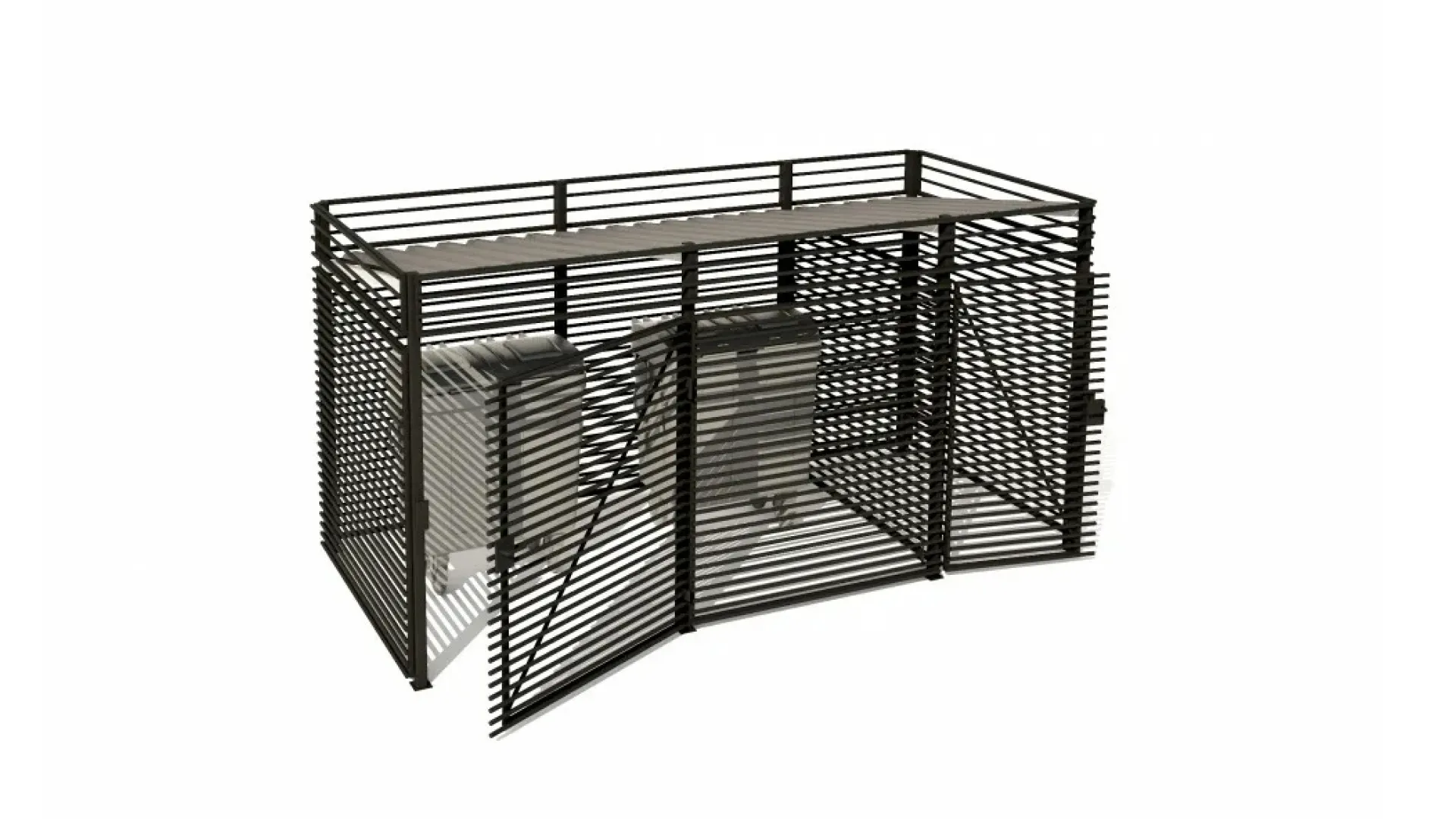 Контейнерная площадка с крышей 3064х1306х2074 мм  2 шт